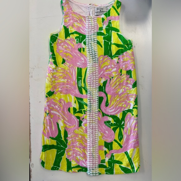 Lilly Pulitzer Fan Dance Flamingo Shift Dress 10/12 - Picture 1 of 6
